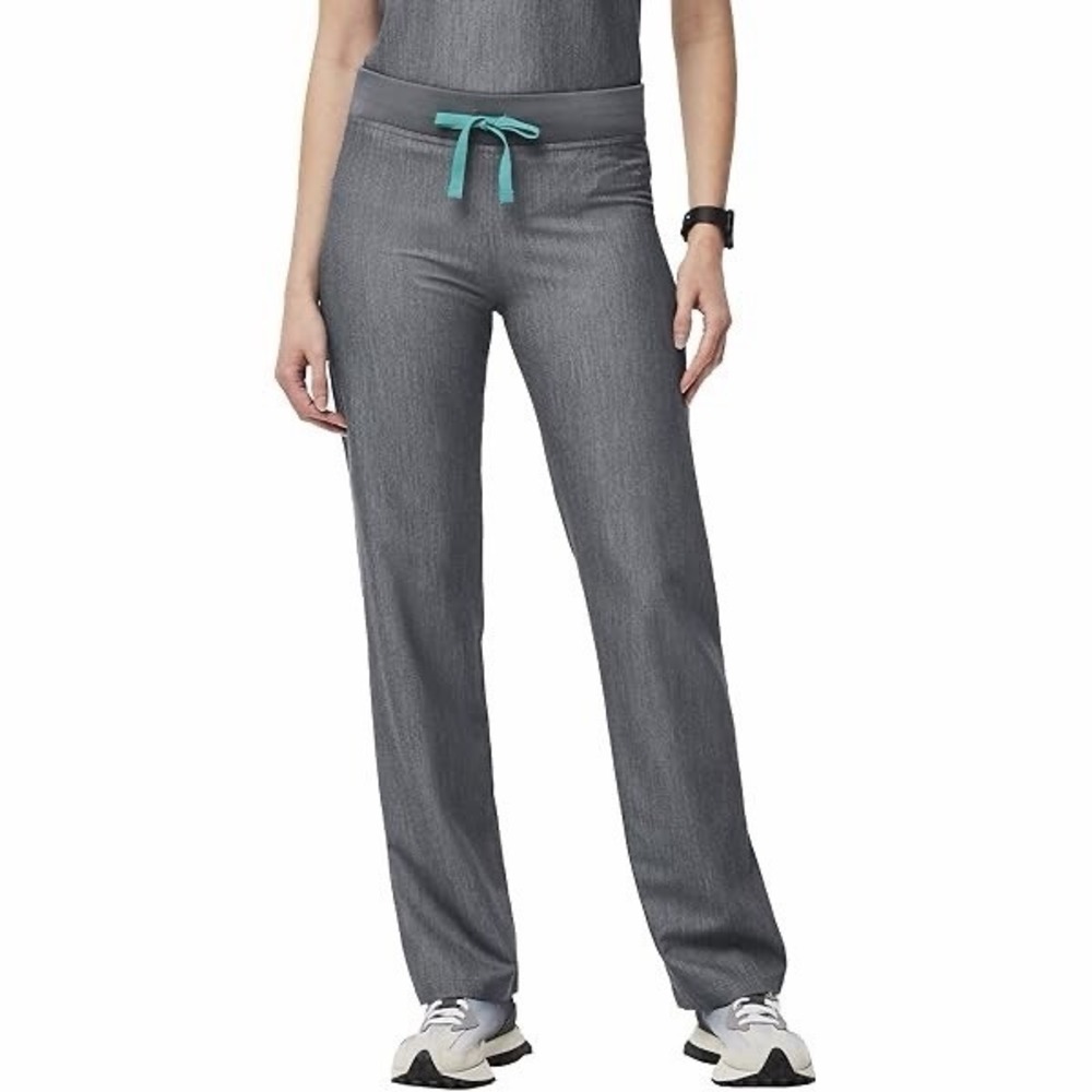 FIGS Technical Collection Scrub Pants Womens S Gray Drawstring Straight Leg